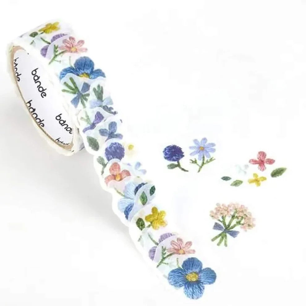 Bande Masking Tape  Small Flowers Blooming in Embroidered Forest