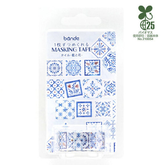 Bande Masking Tape Tile Indigo and Flower