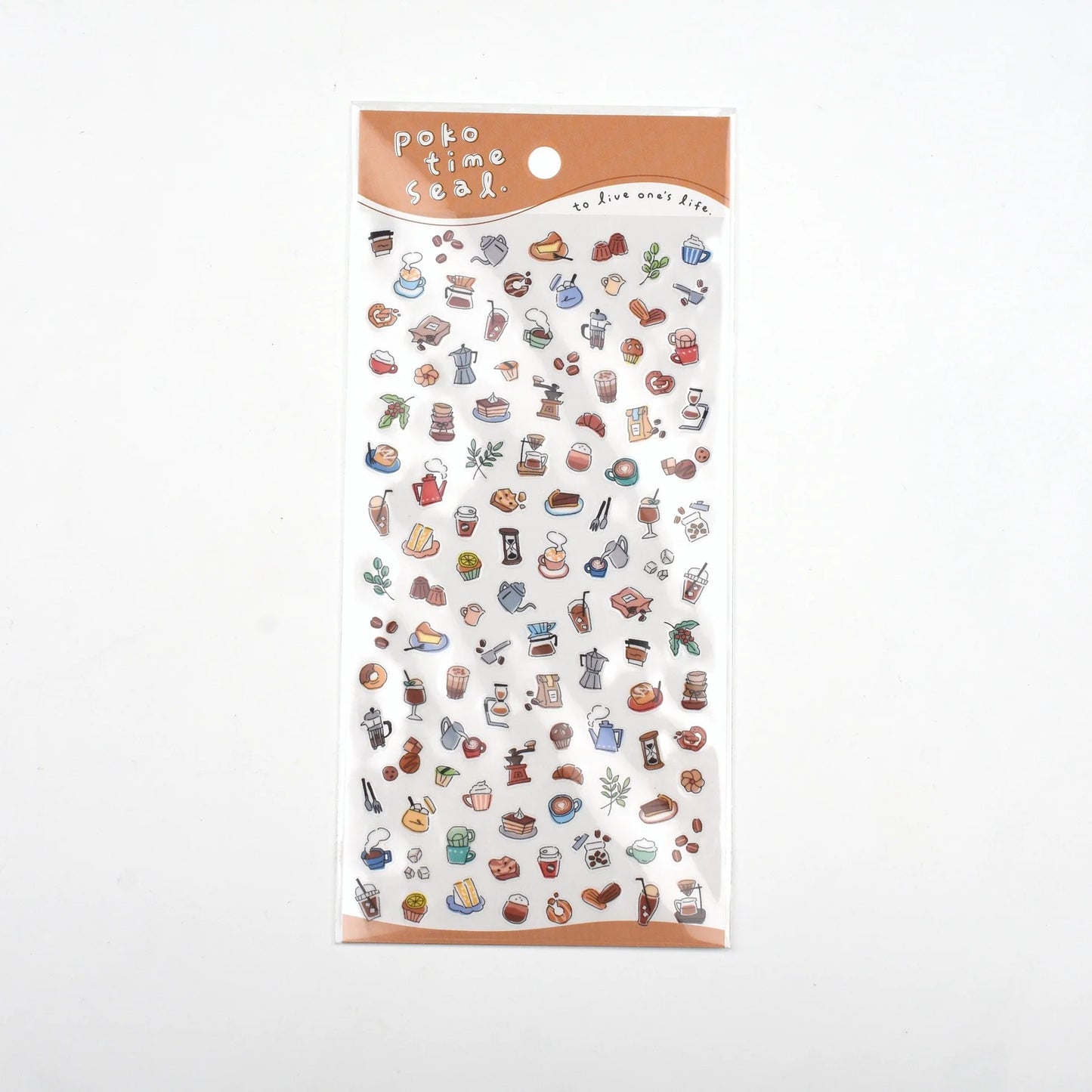 Mind Wave Poko Time Seal Sticker Sheet - Kohi (Cafe)