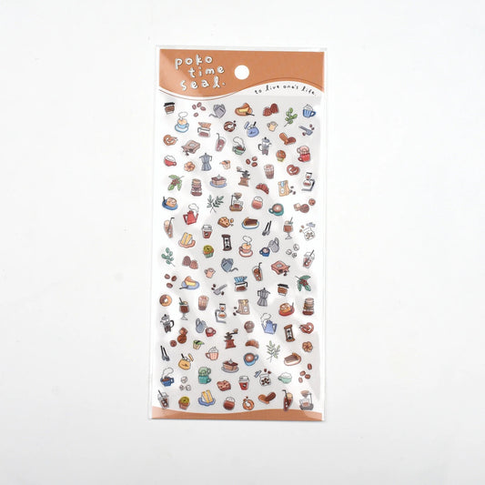 Mind Wave Poko Time Seal Sticker Sheet - Kohi (Cafe)
