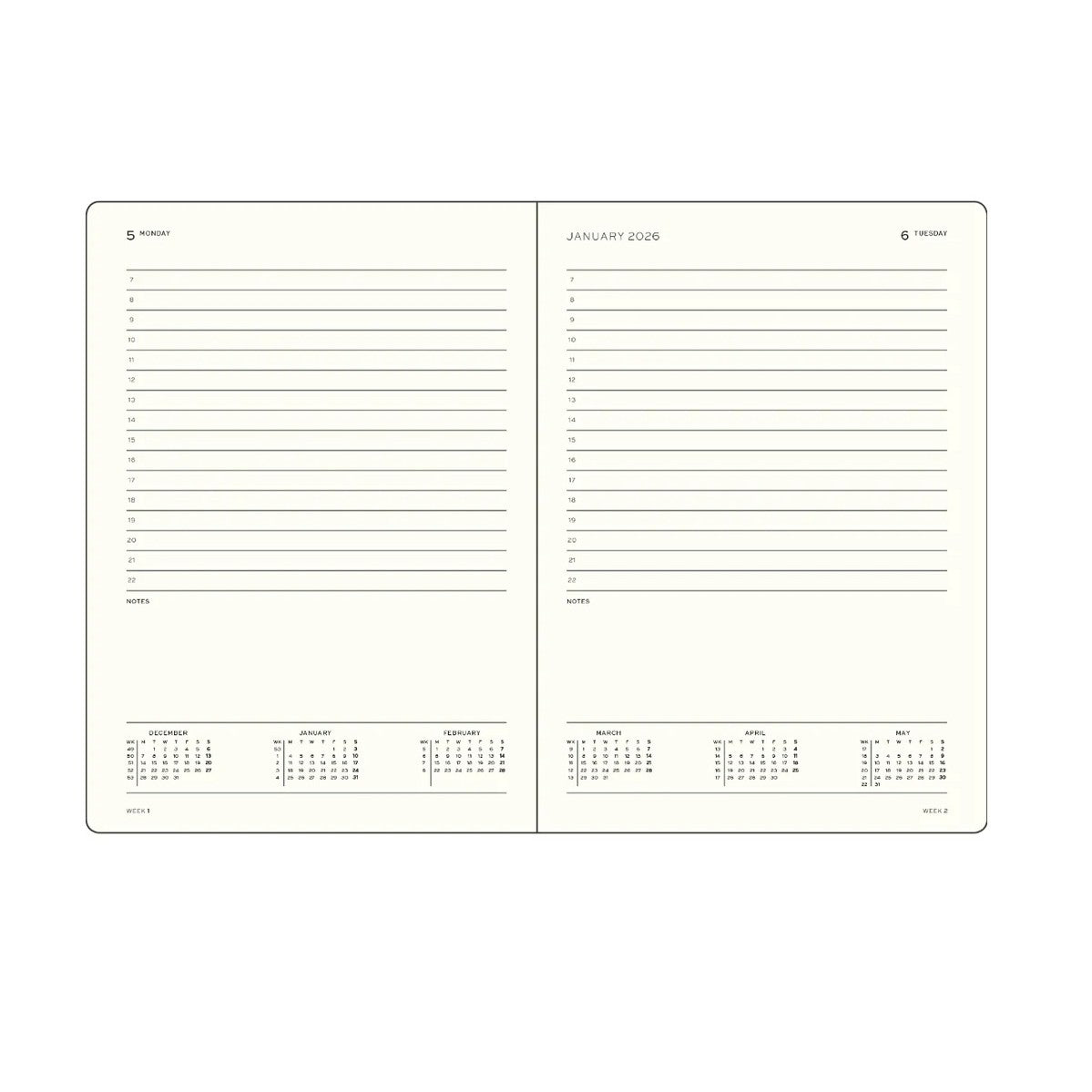 Leuchtturm 1917 - Agenda Diaria de Rayas - Agenda 2027 en Inglés