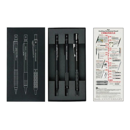 Pentel Drafting Pencil Edicion Limitada 60 Aniversario - Portaminas Set – Todo Negro