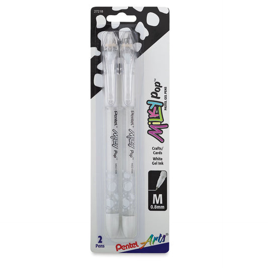 PENTEL - Bolígrafos Hybrid Milky (0.8mm) BLANCO - Set de 2