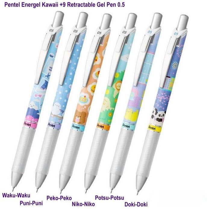 Pentel EnerGel KAWAII+9 Onomatopeya - Retráctil - Tinta de Gel - 0.5mm