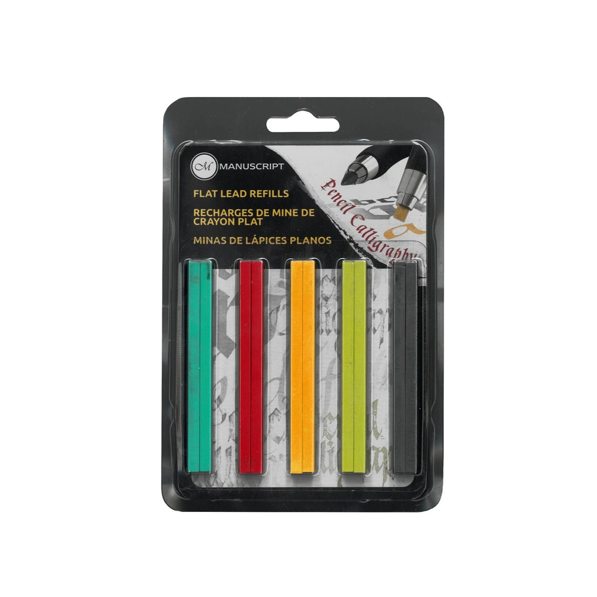 Manuscript Lettering Flat Mixed Colour Lead Refill Mina - 12 unidades