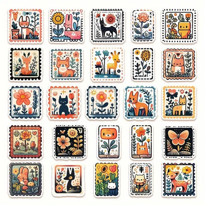 Stickers - Dibujos Animados y Flores Estampilla- 50 unidades