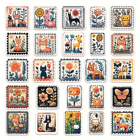 Stickers - Dibujos Animados y Flores Estampilla- 50 unidades
