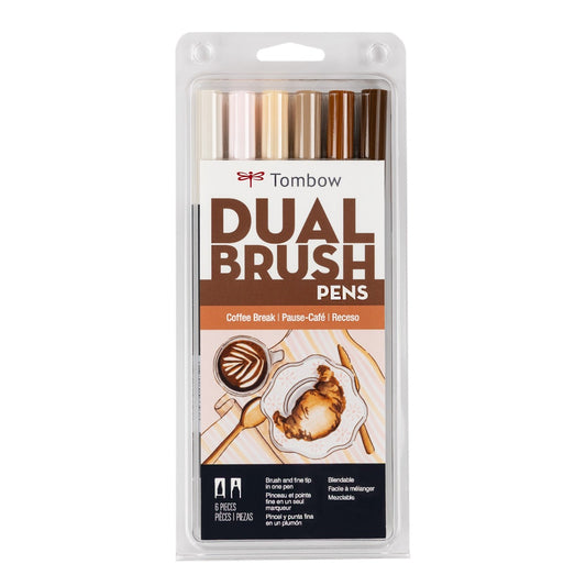 TOMBOW - Dual Brush Pen Set de 6 - Coffee Break