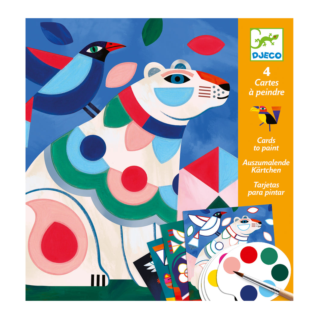 DJECO - Fanciful Bestiary Watercolor Painting Cards Activity Kit
