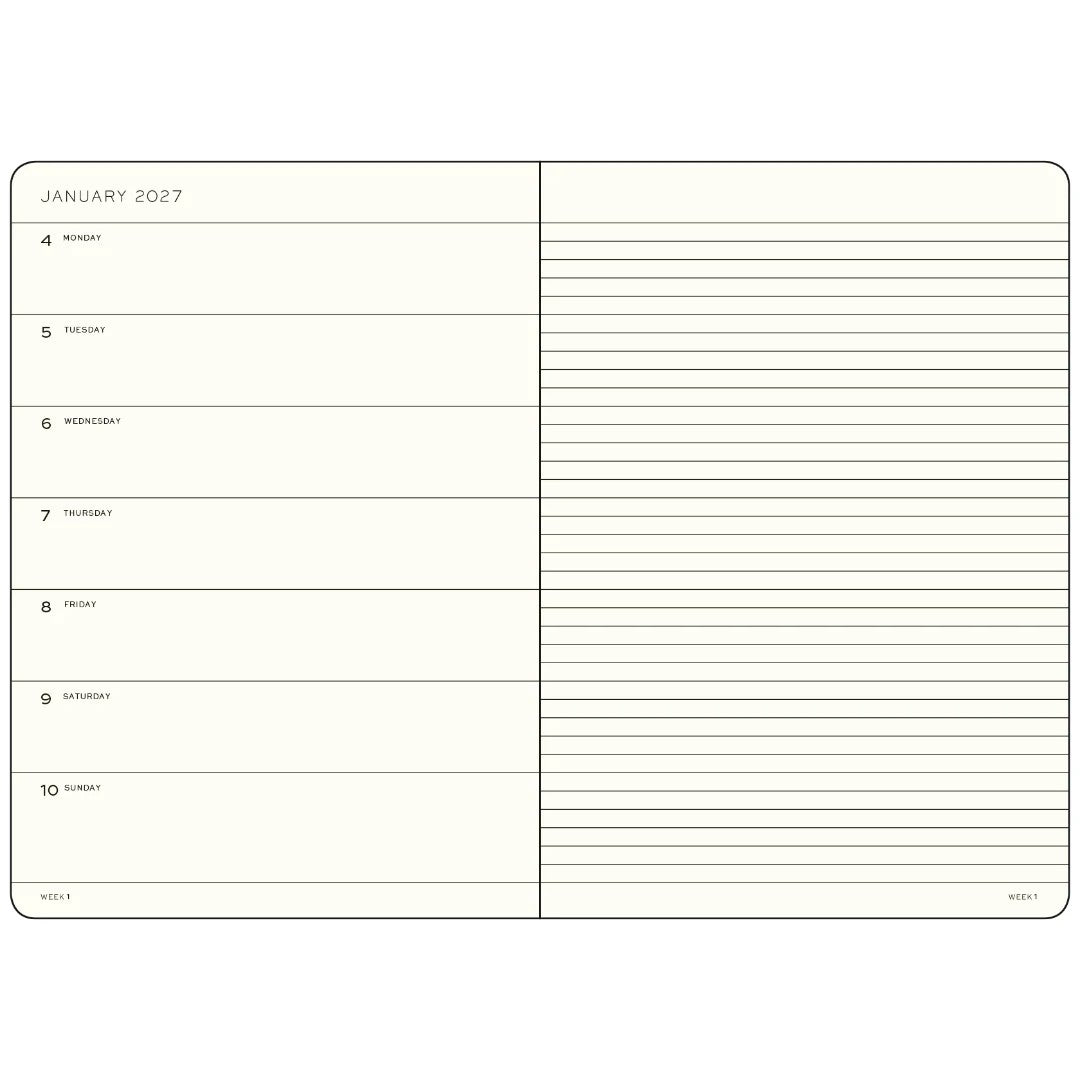 Leuchtturm 1917 - Agenda Semanal y Cuaderno de Raya - Agenda 2027 en Inglés
