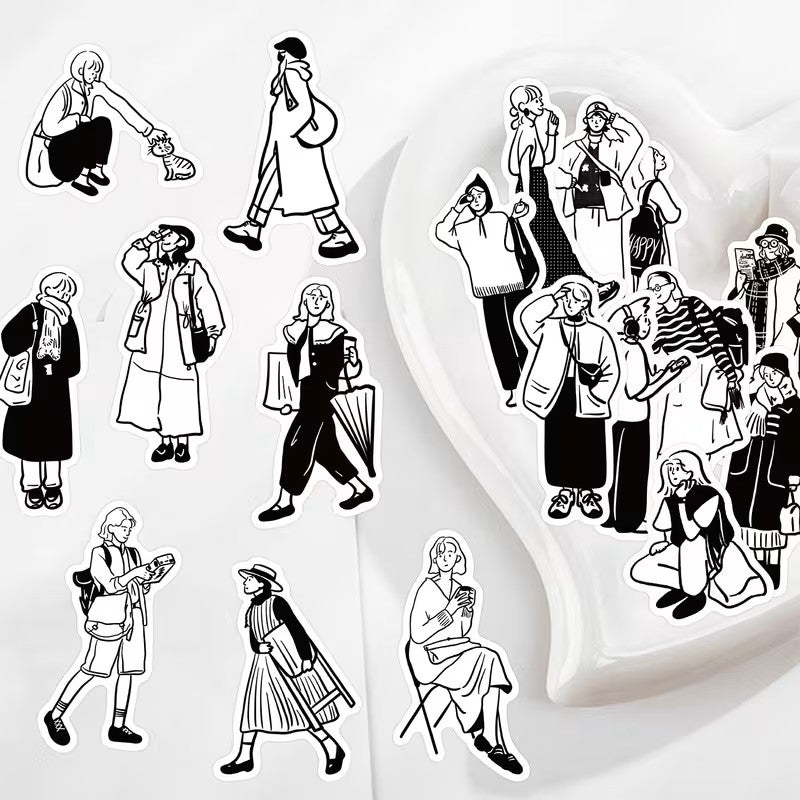 Pegatinas o Sticker - Minimalista Mujer en su Día a Día