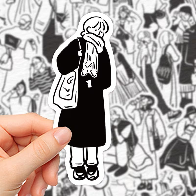 Pegatinas o Sticker - Minimalista Mujer en su Día a Día