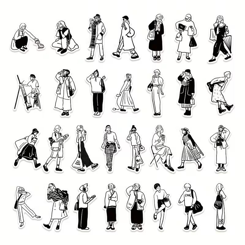 Pegatinas o Sticker - Minimalista Mujer en su Día a Día