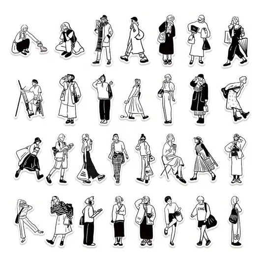 Pegatinas o Sticker - Minimalista Mujer en su Día a Día