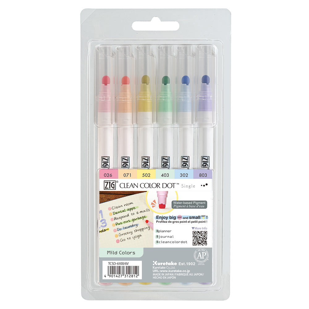 KURETAKE ZIG - Clean Color Dot Marker - Set de 6