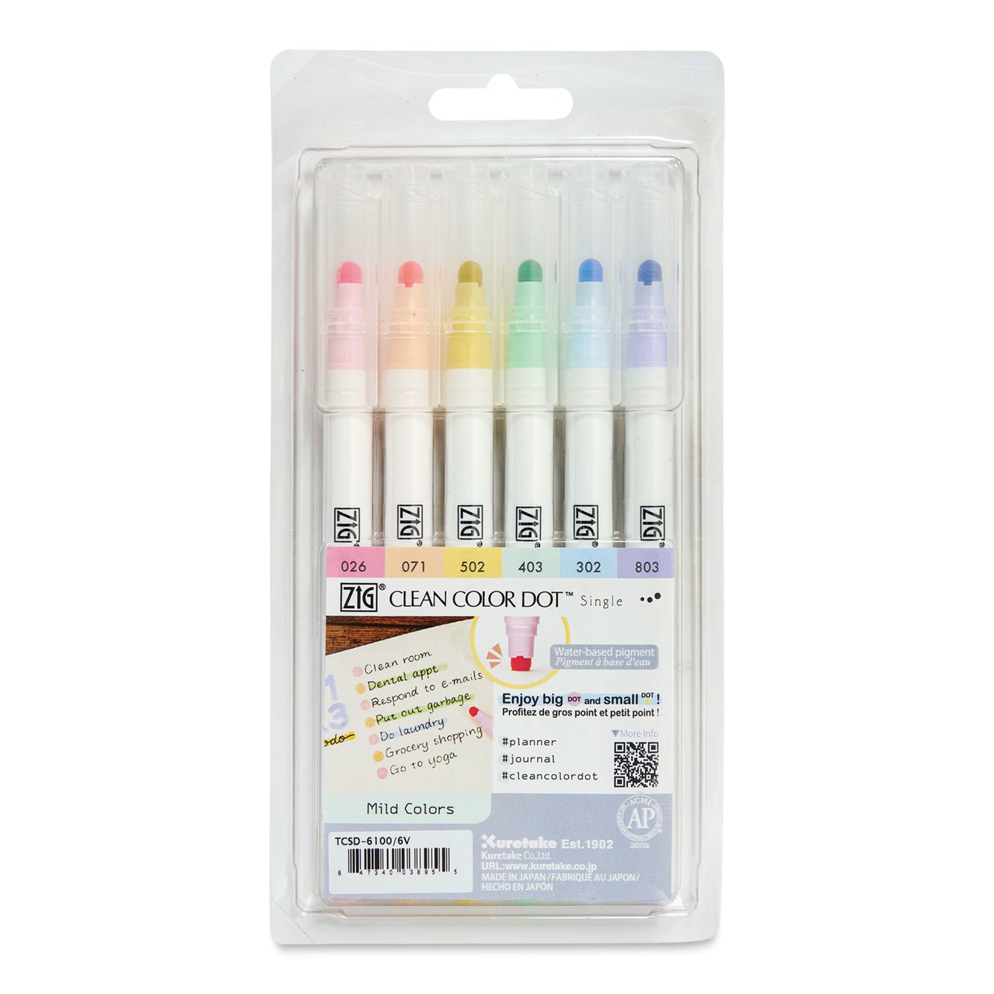 KURETAKE ZIG - Clean Color Dot Marker - Set de 6