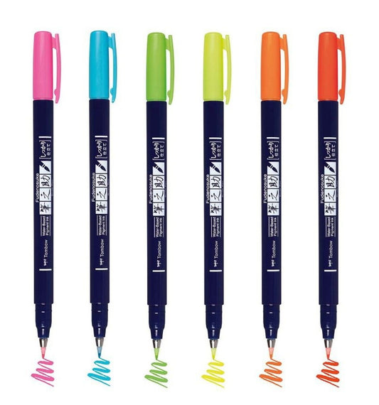 TOMBOW Fudenosuke - Marcadores Punta Pincel (Colores Neones)