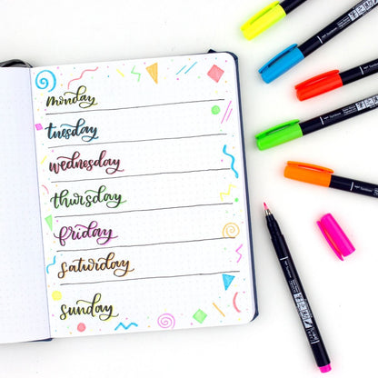 TOMBOW Fudenosuke - Marcadores Punta Pincel (Colores Neones)