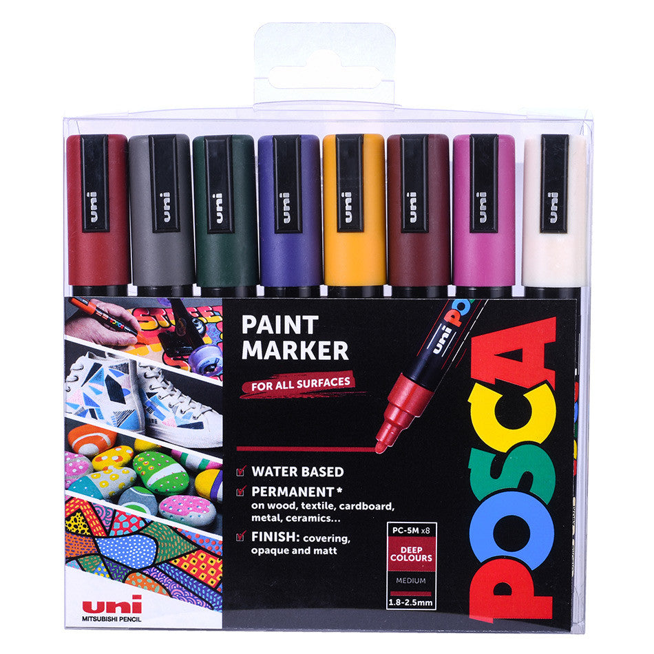 POSCA - Dark Colours Set (8) - PC-5M Punta Media