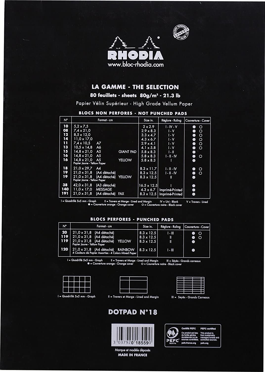 Rhodia dot Pad No.16 - Negro - Punteados - A5